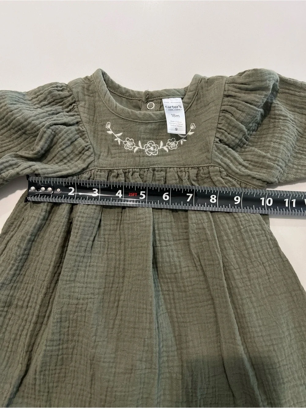 CARTERS • NWOT 100% cotton crinkle dress with embroidery and bloomers